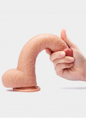 9.1 Inch Realistic Dildo Flexible Penis With Curved Shaft And Balls Strong Suction Cup Hands Free Fun G-spot Anal Play Sex Toys