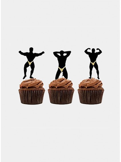Strong man Cake Decoration Creative Party Bachelor Night Party Decor Accessories 12pcs/Set